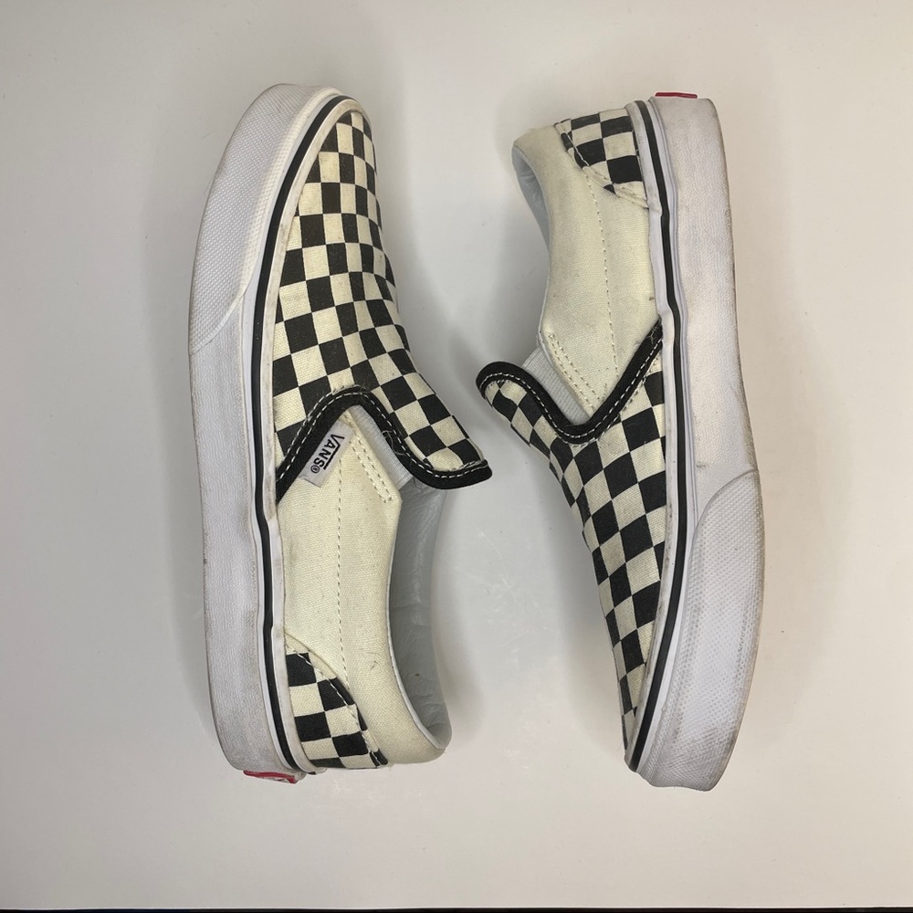 Vans Checkered Slip-Ons, Kids Size 3, Black/Cream/White, Used